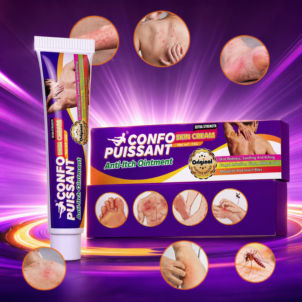 The skin problem diagram of the purple packaging outer box of Kangfupu Isan Anti-itching Ointment is an original and genuine product Specification image