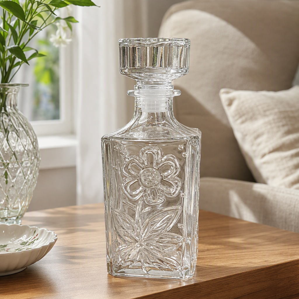 Fresh and transparent glass vase, simple and modern flower arrangement, home decoration item, creative flower vessel details Picture