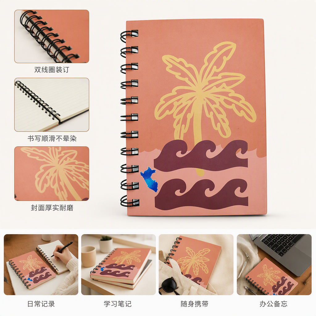 Donghu Paper Products A6 Summer Island Style Coil Notebook, Artistic and Simple Notebook
