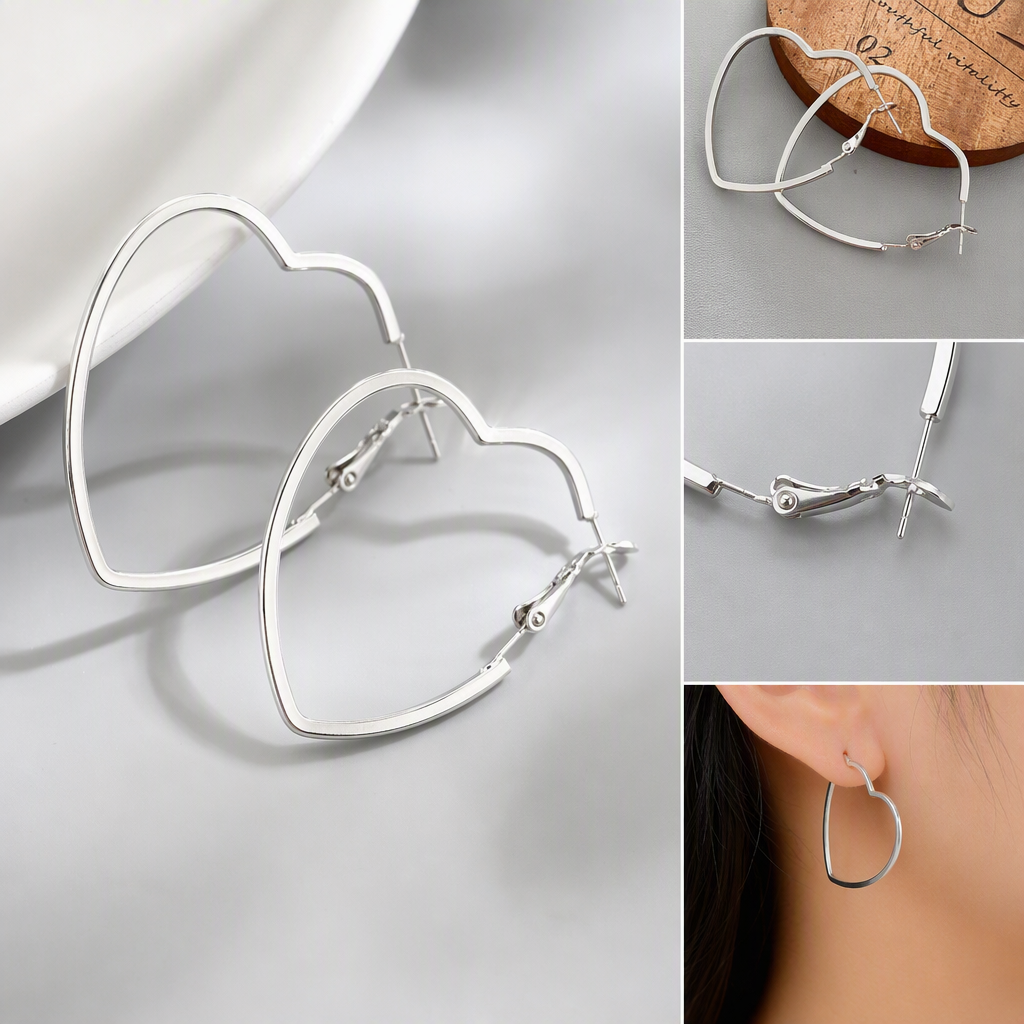 Xingxing Jewelry's golden large heart-shaped earrings and ear buckles exude a simple yet exaggerated style that accentuates the face. These small earrings exude a sense of sophistication