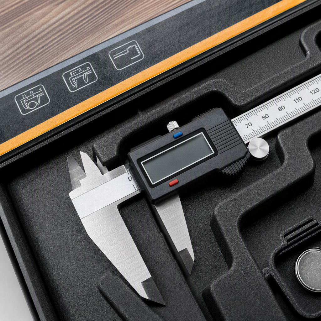 Multi-functional dial caliper precision measuring tool, metal measuring instrument, digital display vernier caliper, dial caliper, industrial-grade measuring instrument Specification image