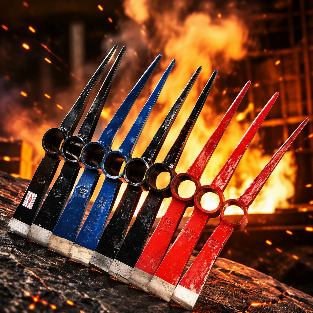 Colorful manual pickaxes, multi-purpose gardening tools, durable steel craftsmanship, portable maintenance tools Specification image