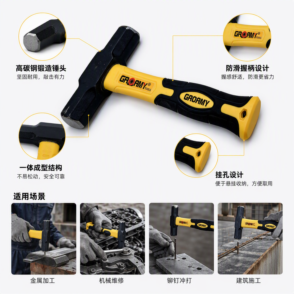 Multi-functional hand tools, sturdy and durable hammers, household repair hammers, construction site tools Item Picture