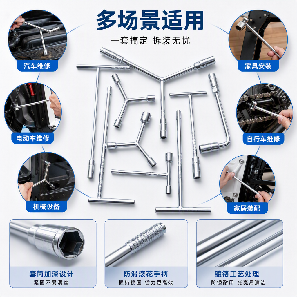 Multi-functional metal wrench, manual tool, durable maintenance and repair, hardware accessories, silver model