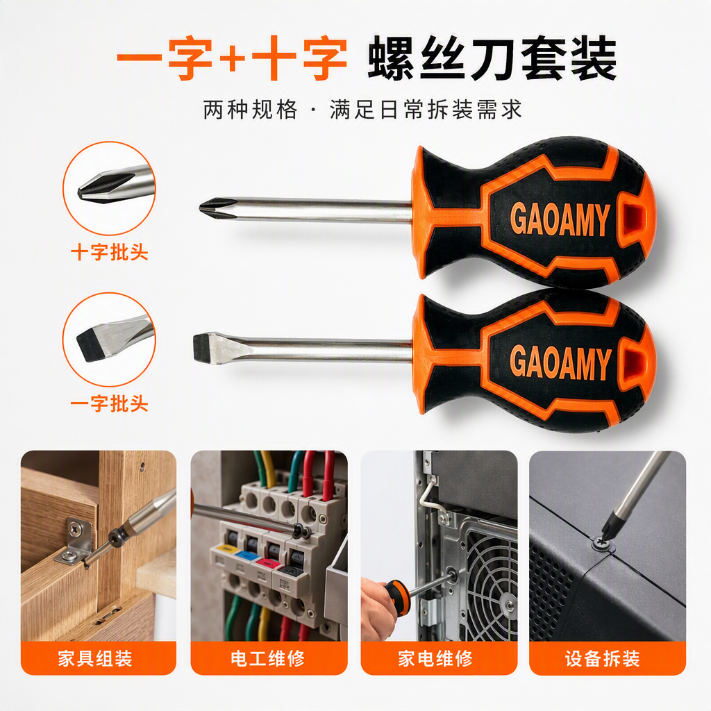 A multi-functional cross-head screwdriver manual tool for home maintenance, disassembly and assembly, and screwdriver bit set Application Scenario