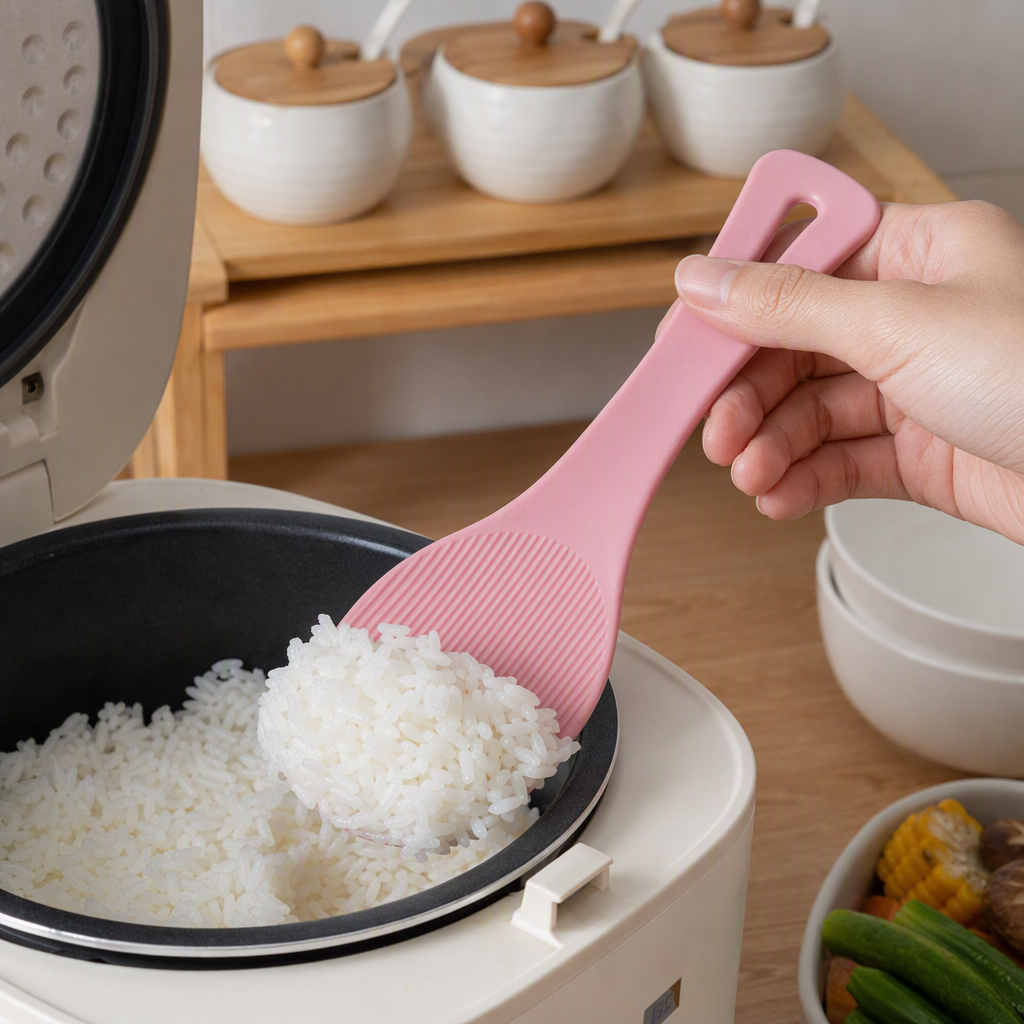 Cuchara de arroz de cerámica rosa vajilla de cocina cuchara de sopa cuchara de arroz cuchara de postre resistente al calor durable simple moda details Picture