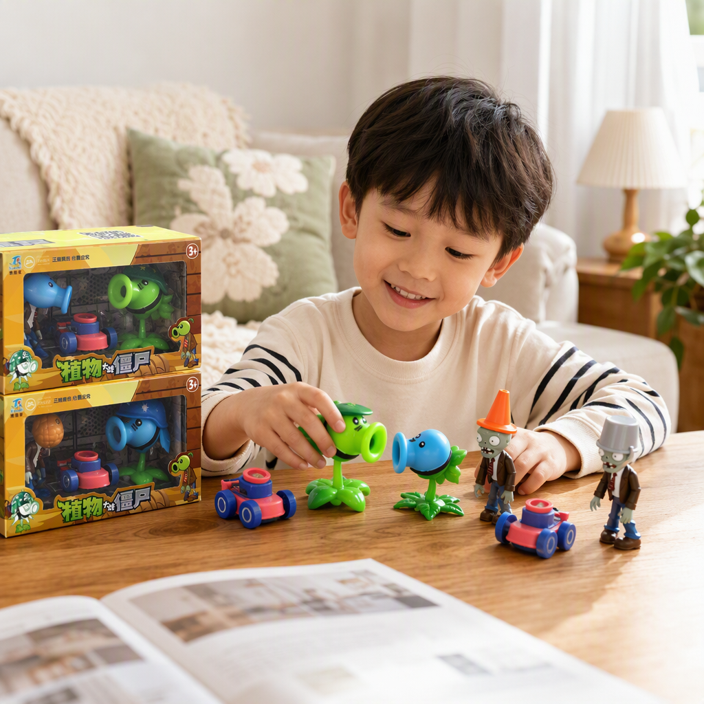 Plantas vs zombies divertidos juegos de juguetes para niños puzzles modelo ensamblado colección regalos details Picture