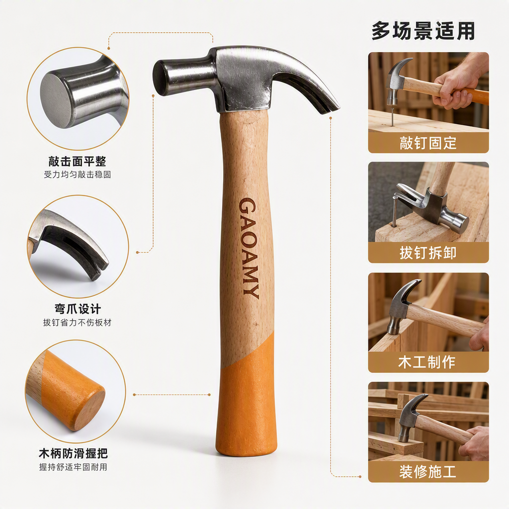 Multi-functional hand hammer metal handle household repair tool practical toolbox accessories details Picture