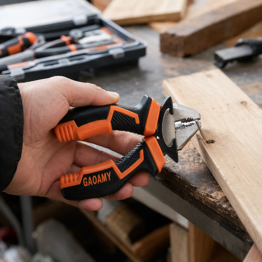 Multi-functional wire cutters, household and industrial hardware tools, durable steel, manual repair, clamping pliers Specification image