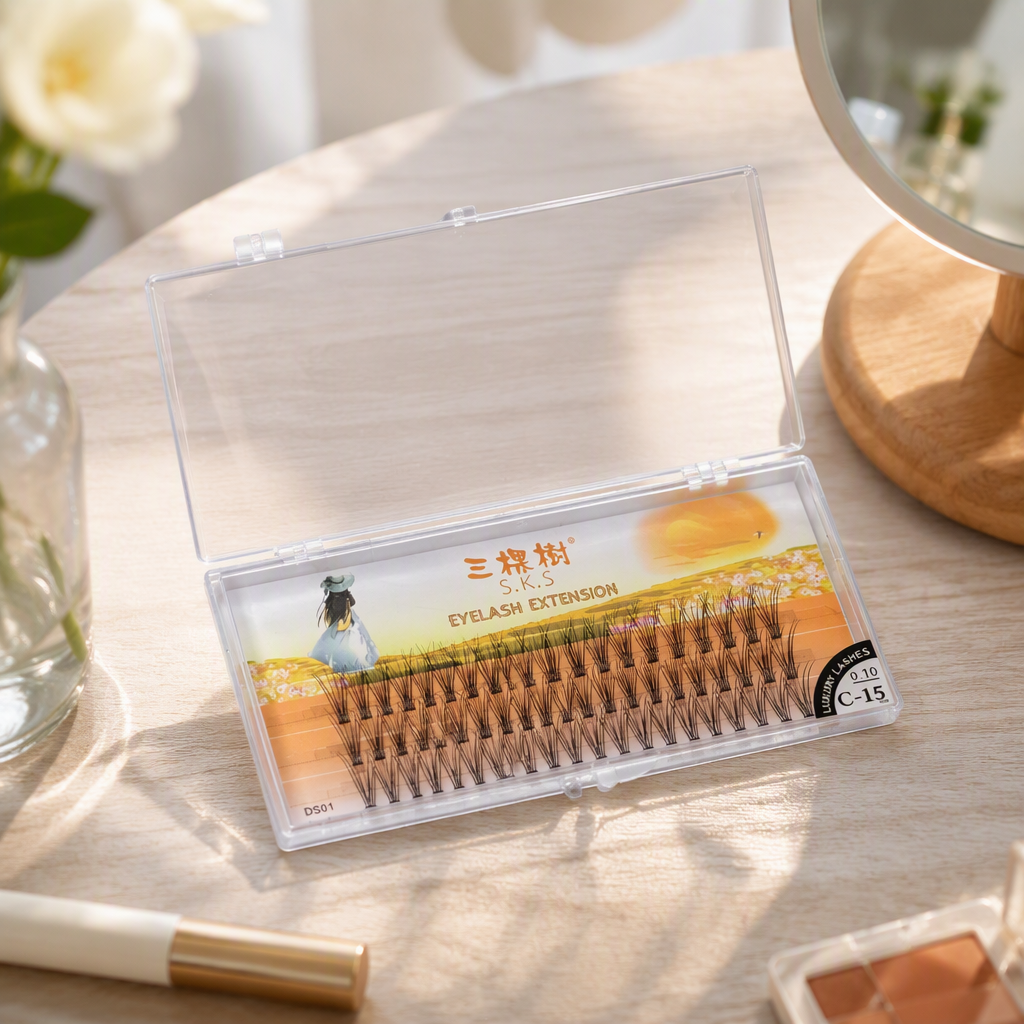 Three trees S K S eyelash box 10D curly hacia arriba pestañas postizas natural grueso duradero belleza herramienta details Picture
