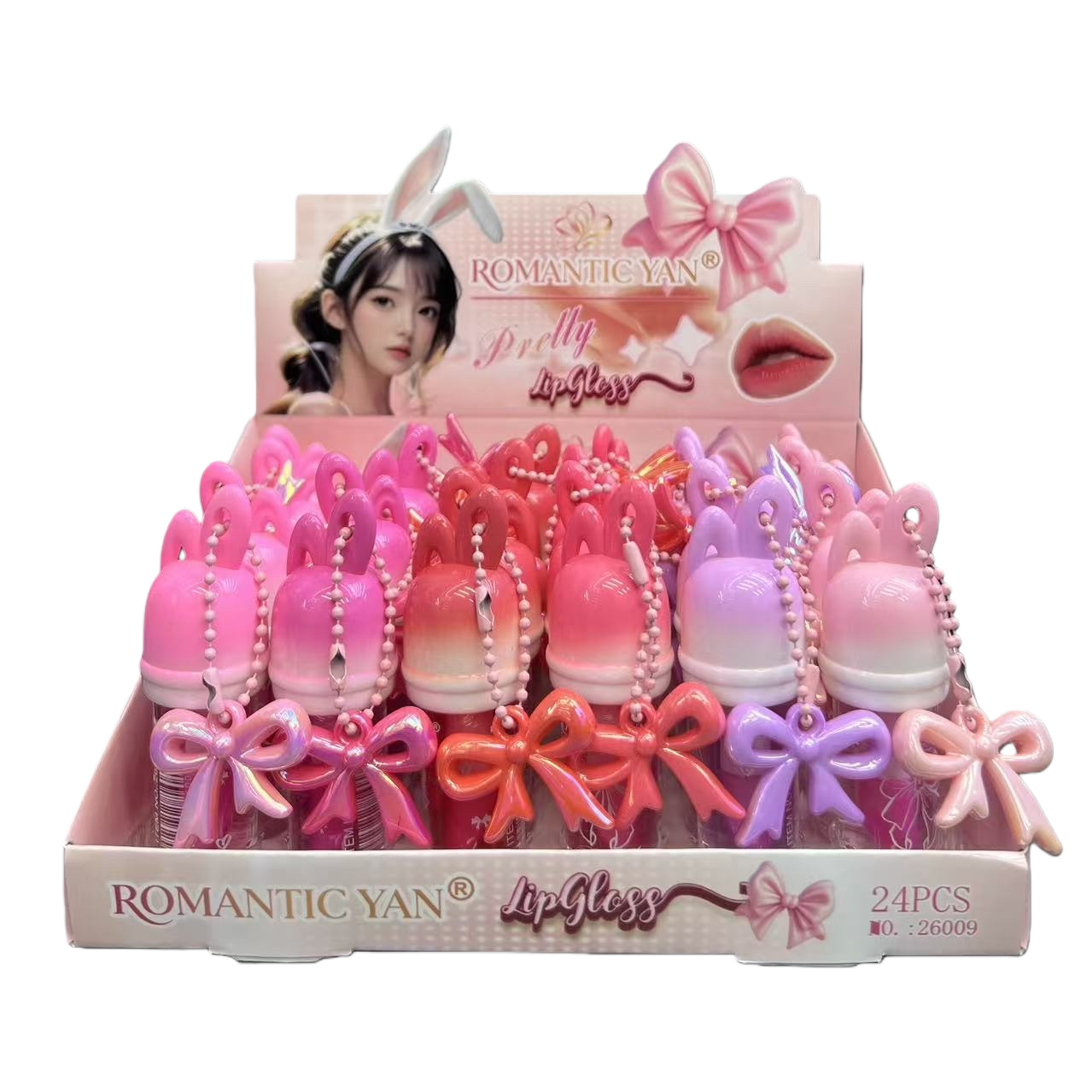 Rosa conejo estilo lip gloss caja de almacenamiento caja de organizador cosmético portátil lindo estilo de corazón de chica caja de regalo Item Picture