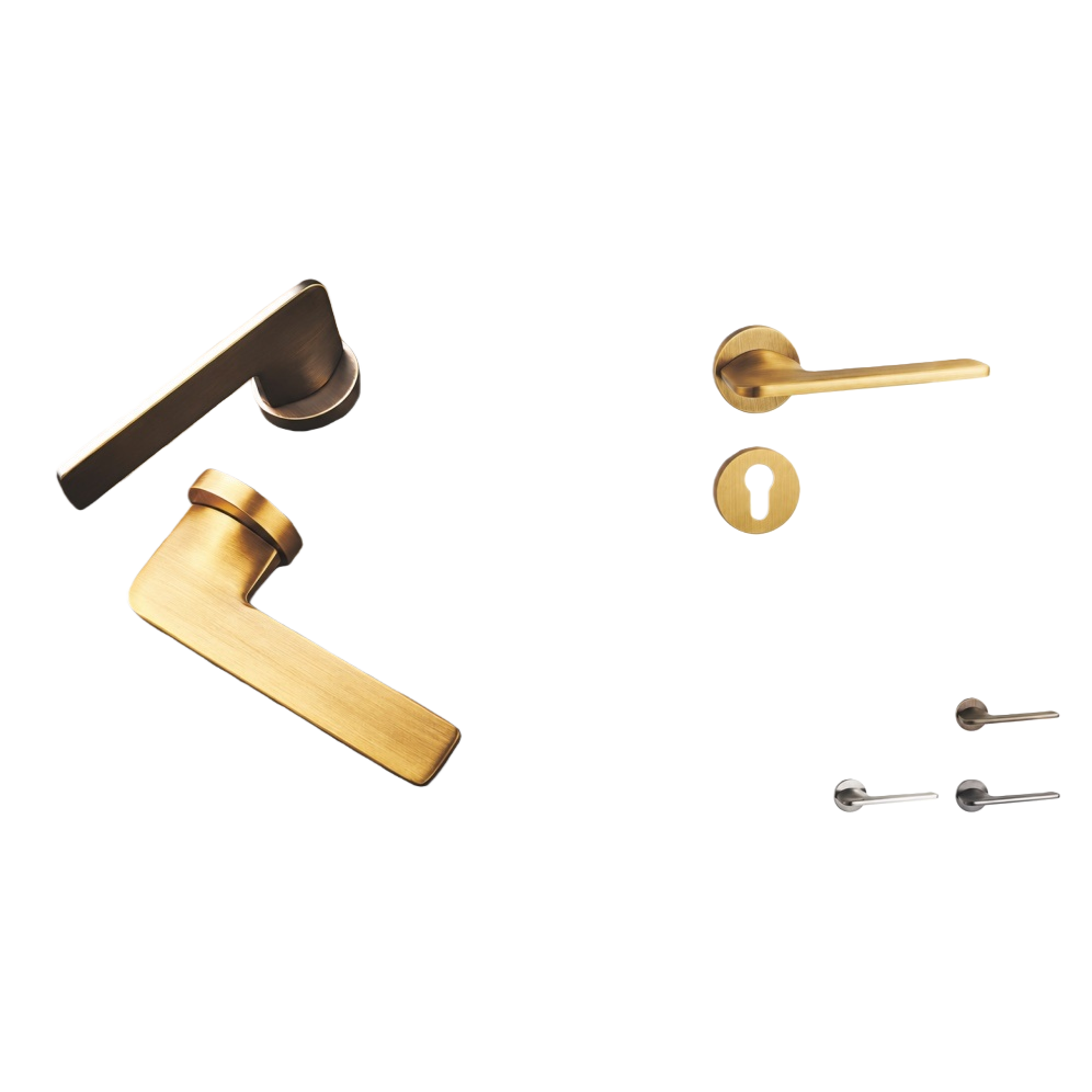 High-end gold and silver metal door handle lock core set, durable and rust-proof home and office door lock accessories combination Item Picture