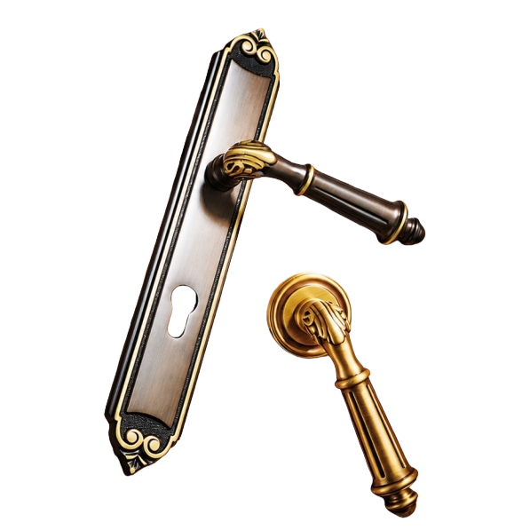 Bronce dorado tallado tirador de puerta cerradura conjunto de cuerpo antioxidación duradero lujo decoración hardware accesorios Item Picture