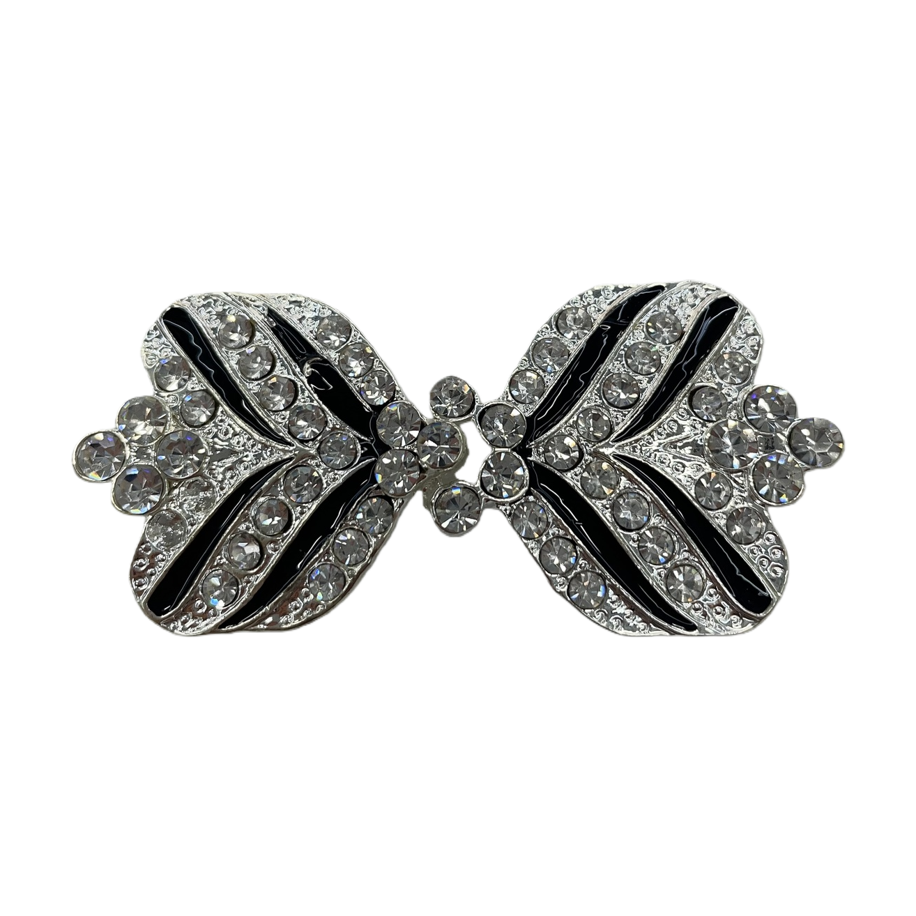 Shining silver diamond-encrusted bow brooch, fashionable and elegant women's accessory, fine jewelry, zinc alloy button-set diamond-encrusted oil and water diamond, women's suit dress, decorative button-set clothes, scarf Item Picture