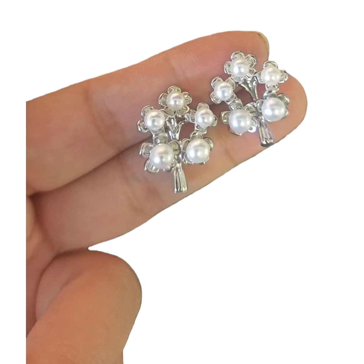 Moda plata perla forma de flor pendientes de oído simple y versátil temperamento orejeras orejeras moda orejeras Item Picture