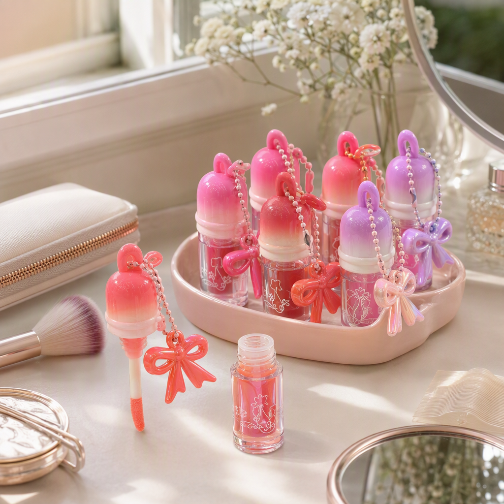 Rosa conejo estilo lip gloss caja de almacenamiento caja de organizador cosmético portátil lindo estilo de corazón de chica caja de regalo details Picture
