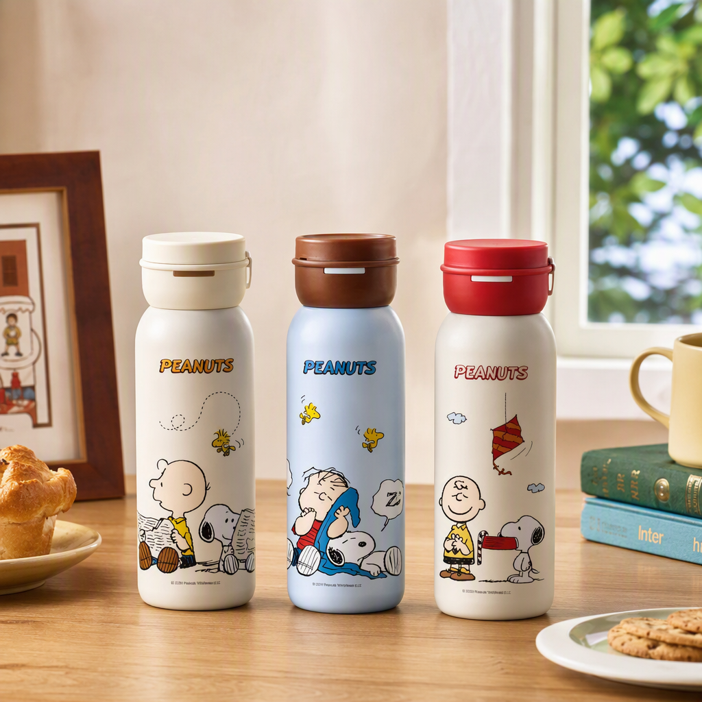 【OSEO】26Q3#0259 Milk Puff Portable Thermos Flask, leak-proof and durable Snoopy Thermos flask details Picture