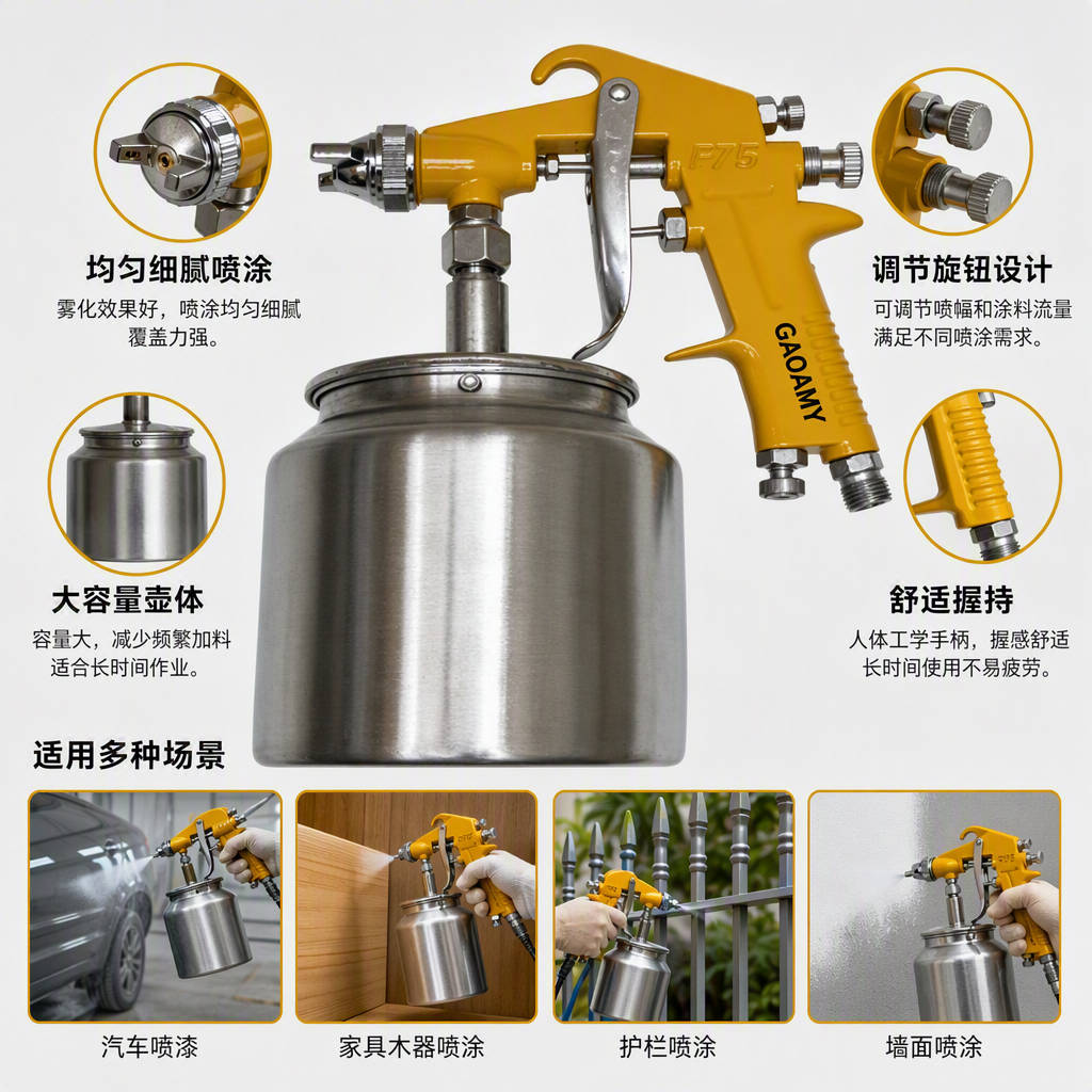 Multi-functional pneumatic spray gun, handheld spraying tool, paint spraying, high-efficiency spraying equipment, industrial pneumatic tool