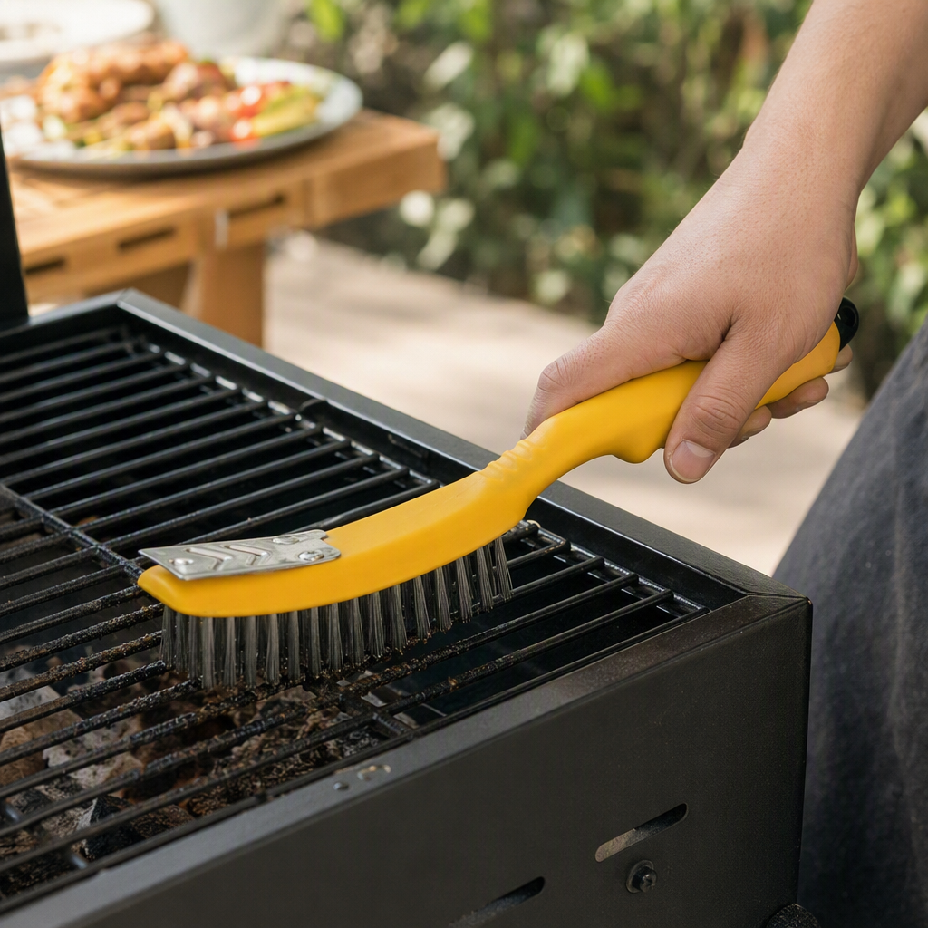 The multi-functional metal cleaning brush has a sturdy and durable handle. It is a household repair and cleaning brush
