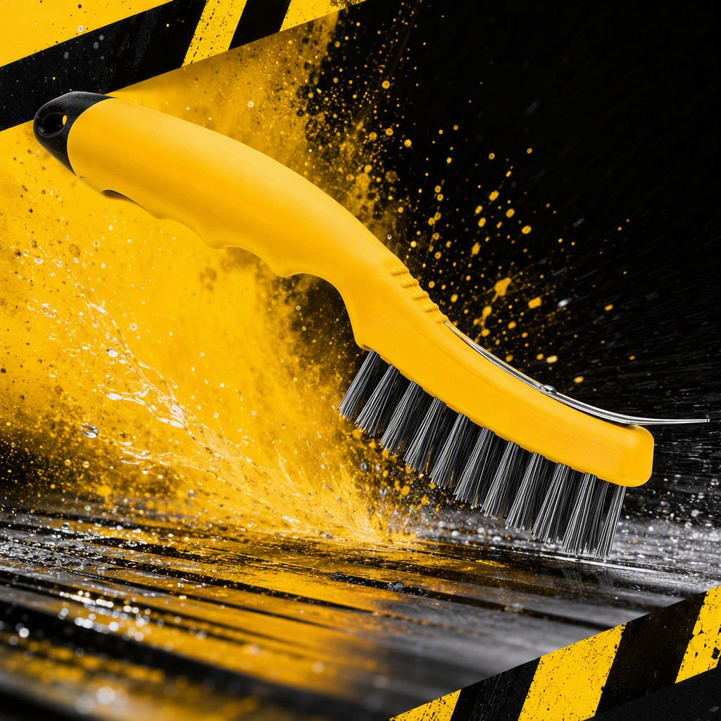 The multi-functional metal cleaning brush has a sturdy and durable handle. It is a household repair and cleaning brush details Picture