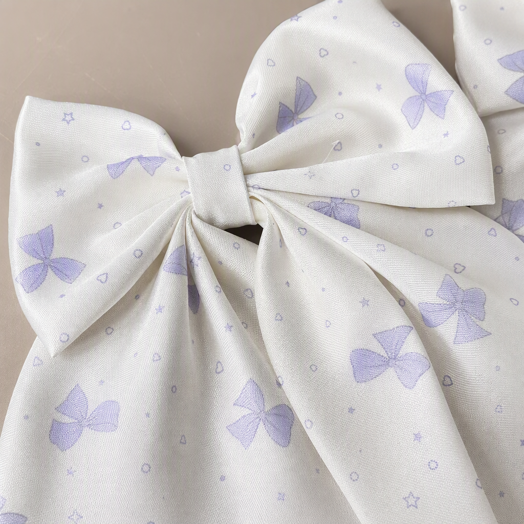 Butterfly-printed children's long float spring clip, girls' fresh and small summer versatile large hair clip, fabric hair clip headwear details Picture