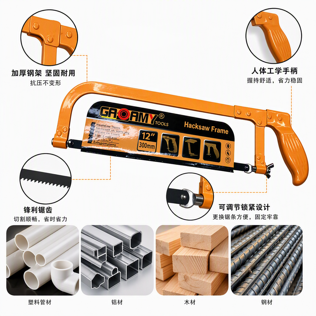 Multi-functional steel saw frame, portable metal saw tool, durable industrial saw frame, steel bracket, suitable for hardware processing details Picture