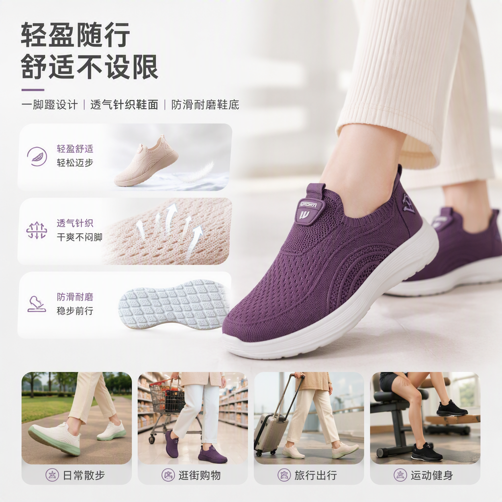 时尚四色针织休闲鞋舒适百搭轻便运动鞋潮流款式女款任选