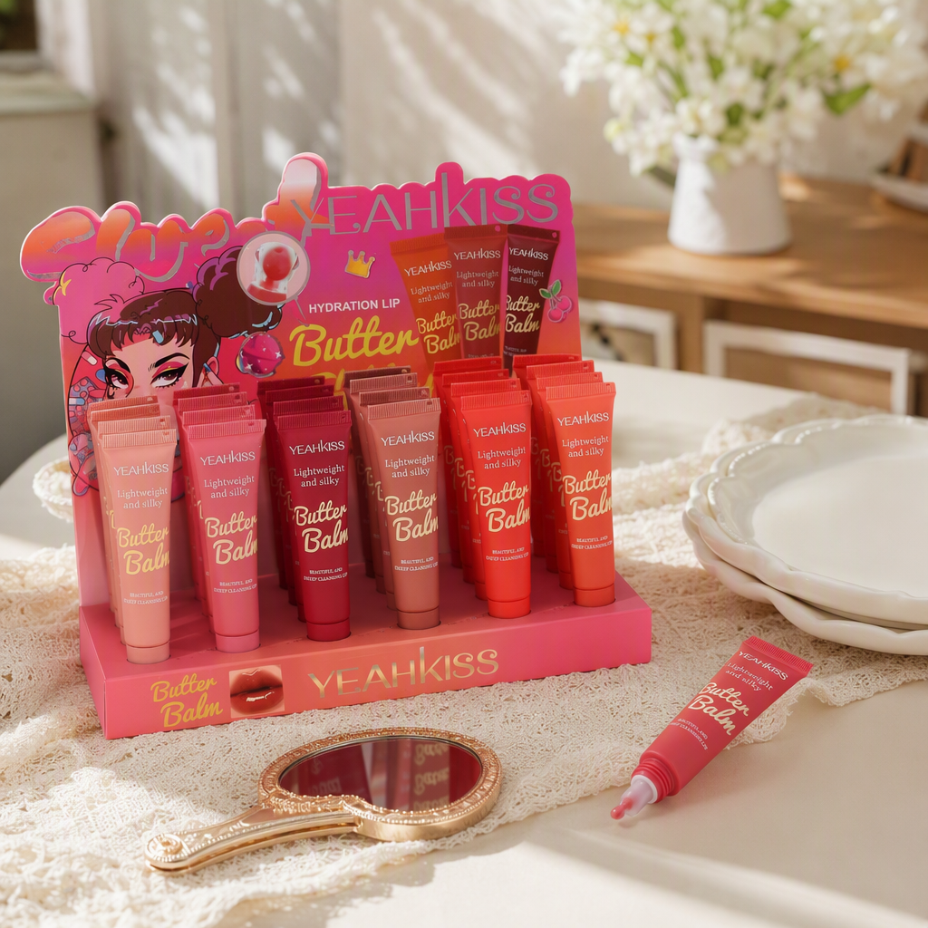 YEAHKISS multicolor lip balm set rosa expositor expositor tubo hidratante hidratante lip gloss combinación details Picture