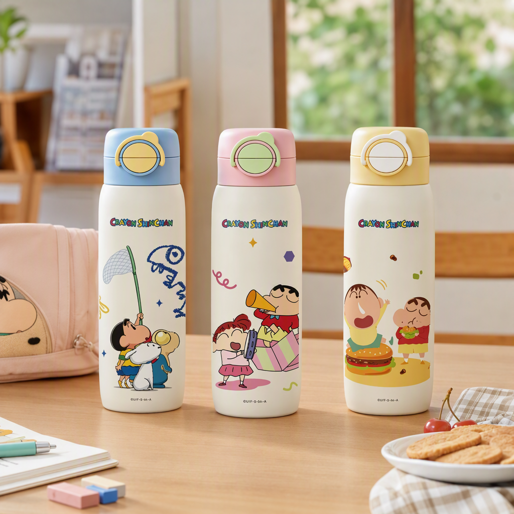 【OSEO】26Q3#0267 Crayon Shin-Shin Cloud Double Drinking Insulated Cup, Cute Stainless Steel Insulated Cup for Girls, heat-insulating cup pic 2