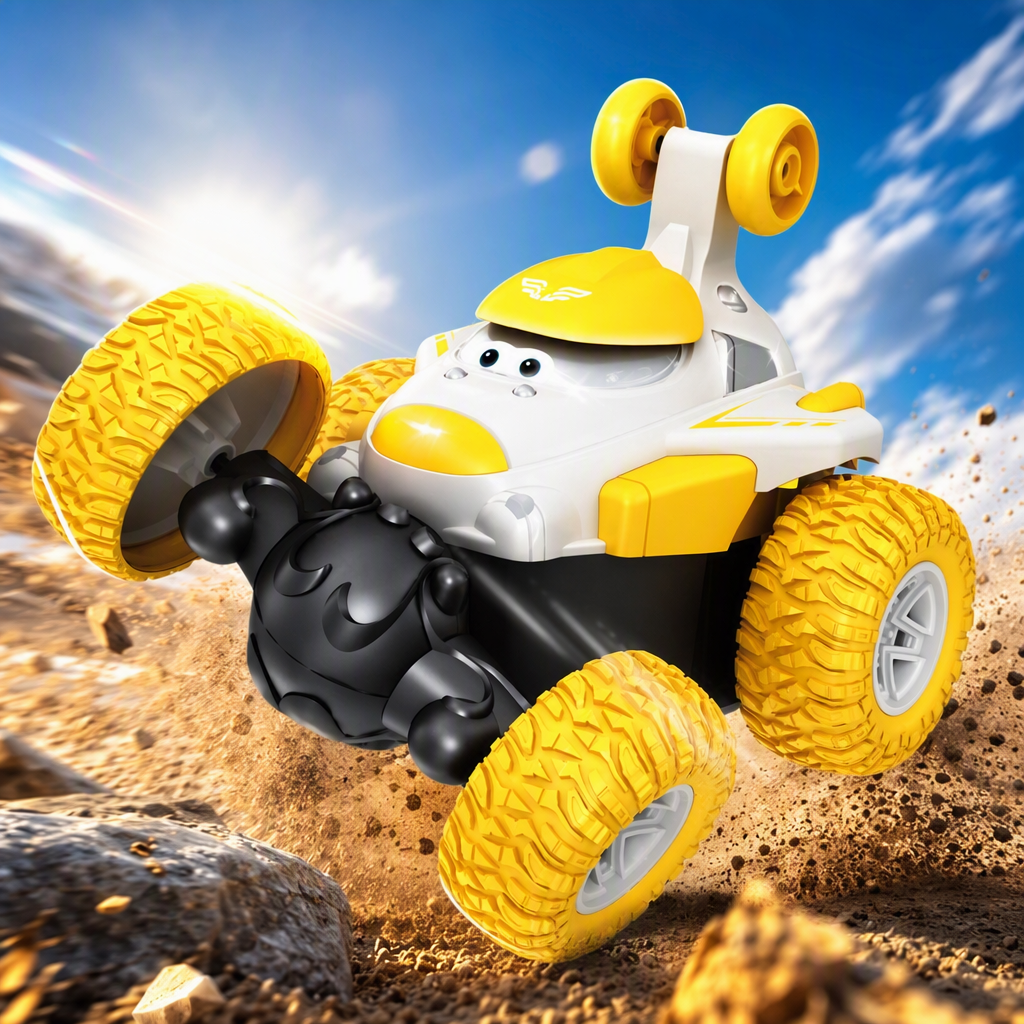 Off-road stunt car children's toy with 3D tires, 360-degree rotating car, top wheel, all-round operation, durable boy's gift Specification image