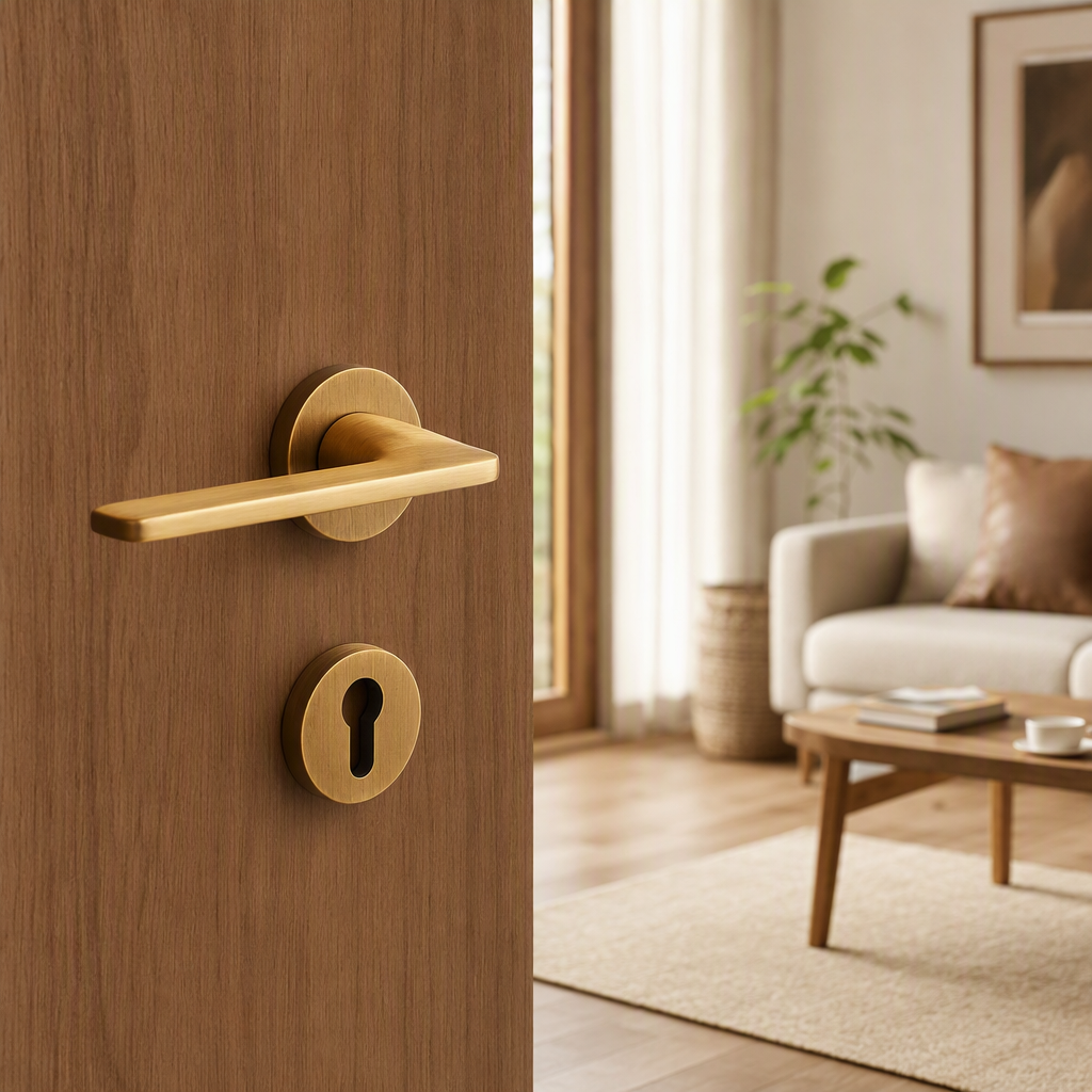 High-end gold and silver metal door handle lock core set, durable and rust-proof home and office door lock accessories combination details Picture