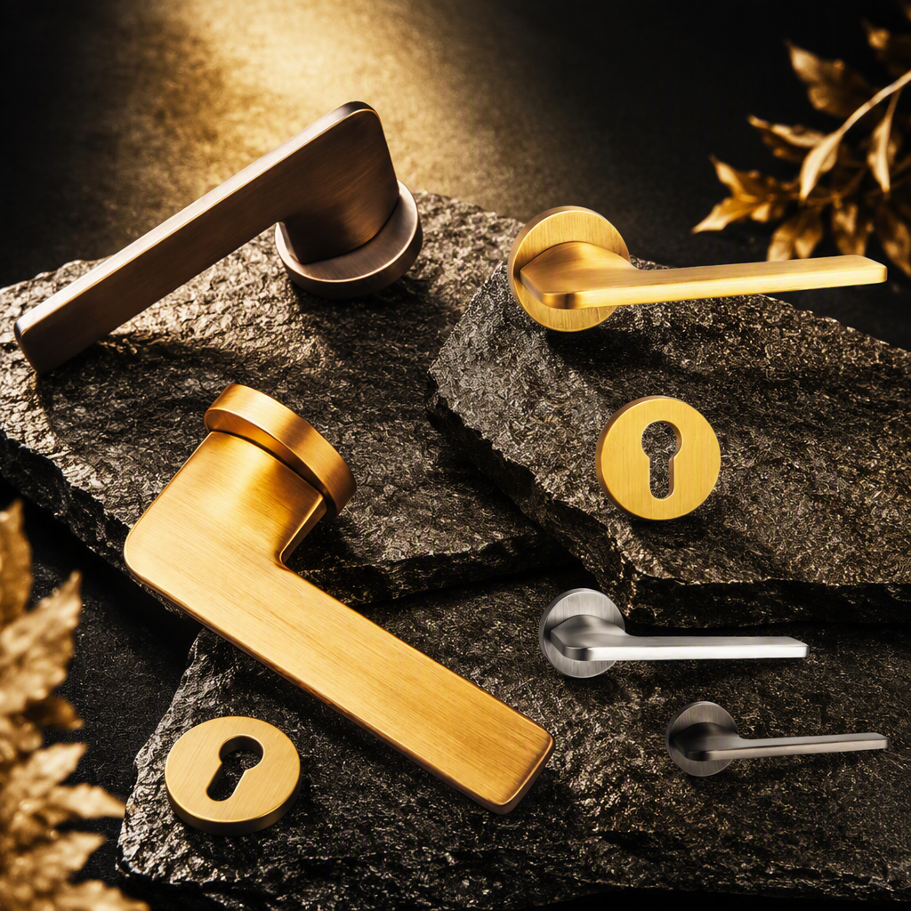High-end gold and silver metal door handle lock core set, durable and rust-proof home and office door lock accessories combination Specification image