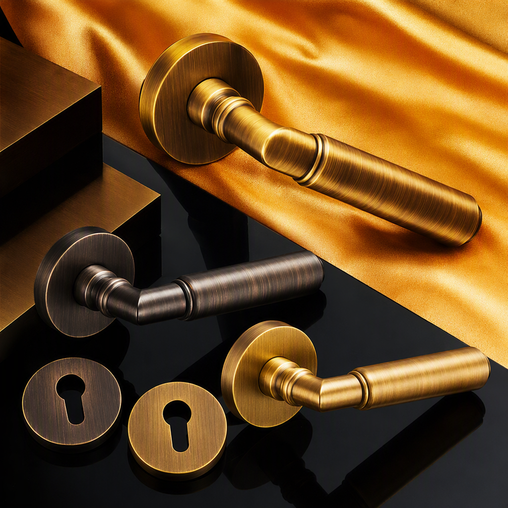 High-end golden door handles, modern and simple interior door handles, copper handles, decoration hardware accessories Specification image
