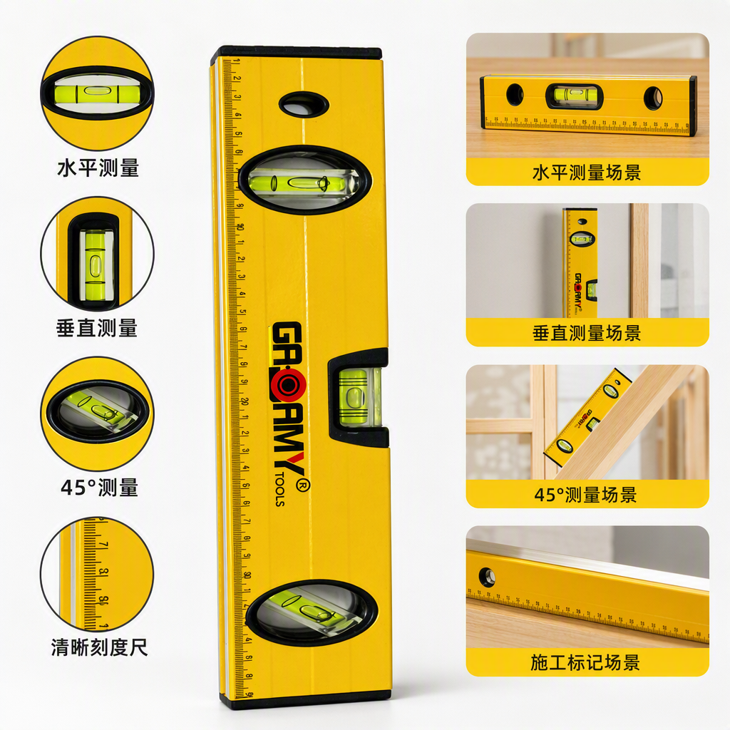 Multi-functional precision level measuring tool, building decoration level detector, household and industrial grade measuring instrument