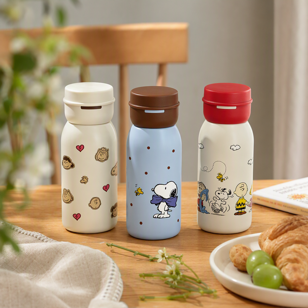 【OSEO】26Q3#0256 Cartoon Snoopy Warm Little Milk Pot Insulated Cup Student Portable Insulated Bottle for men and women