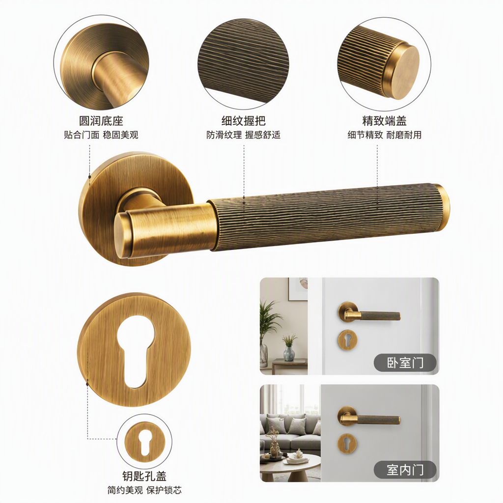 Top golden door handle moderno y minimalista interior handle decorativo para el hogar hardware accesorios boutique design
