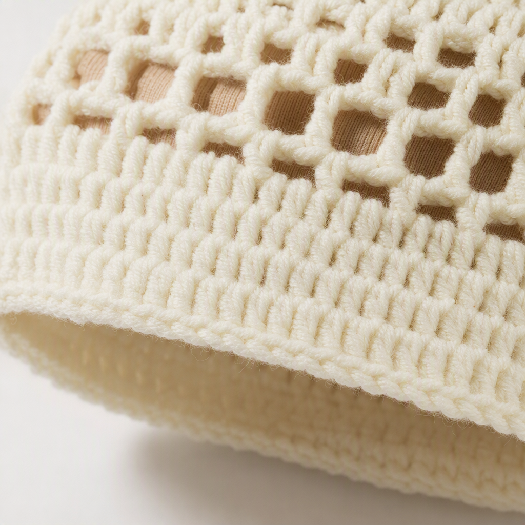 Fashionable white crochet hat for women, versatile and casual woven hat, a trendy outdoor sun protection hat for spring and summer Application Scenario