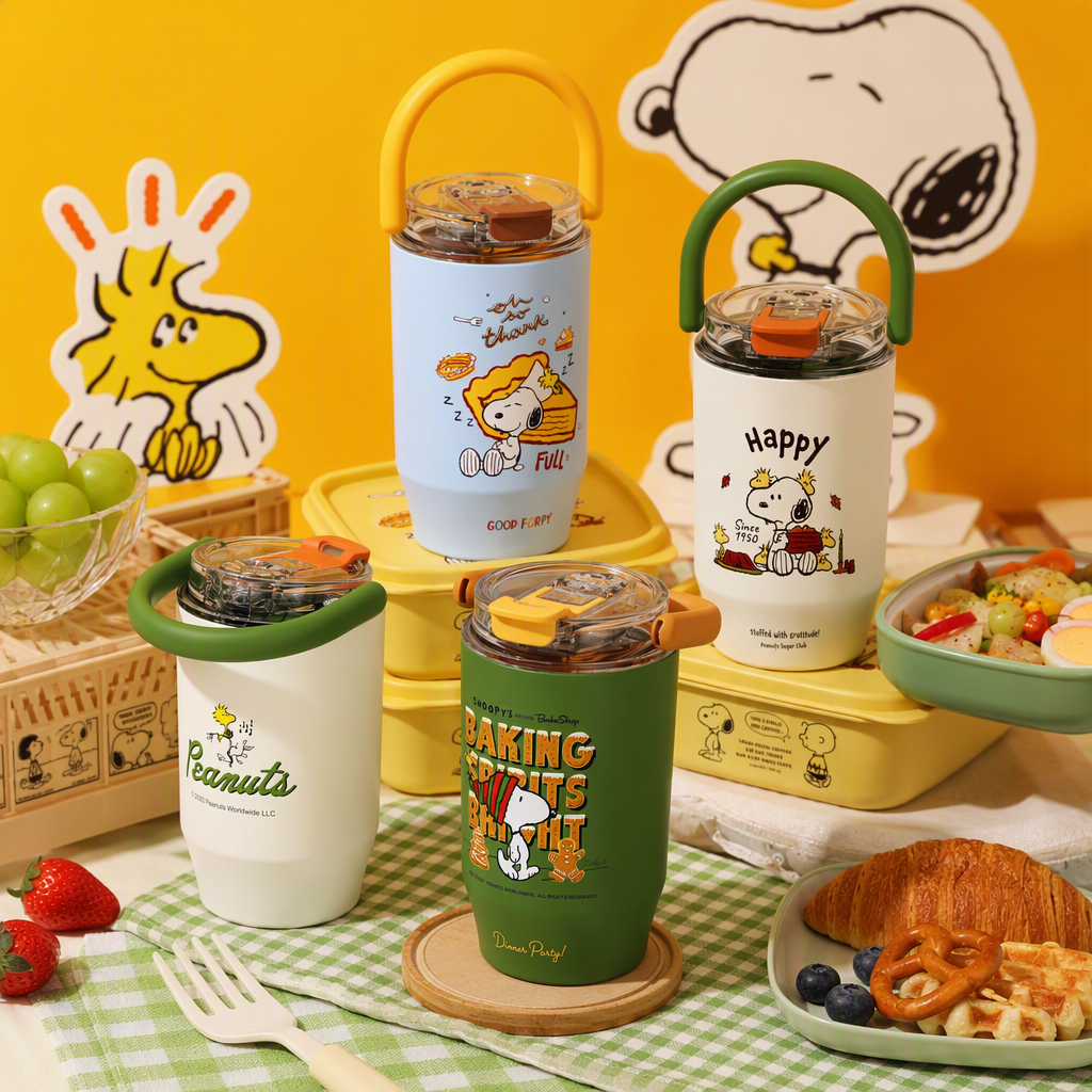 【OSEO】26Q3#0240 Cartoon Insulated Cup Portable Insulated Cup Snoopy Handle Insulated Cup