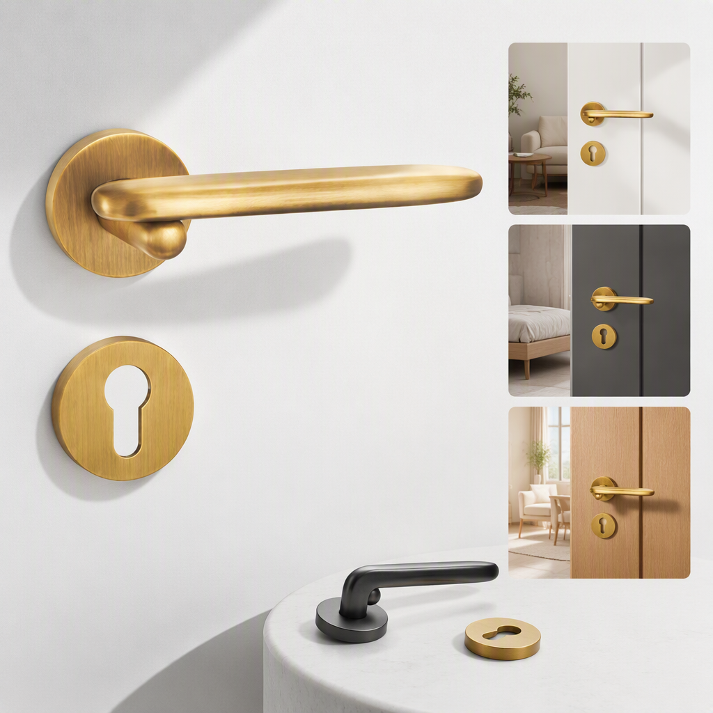 Tirador de puerta de oro con cerradura tapa de núcleo resistente a la oxidación durable hogar puertas interiores accesorios decorativos boutique diseño a juego