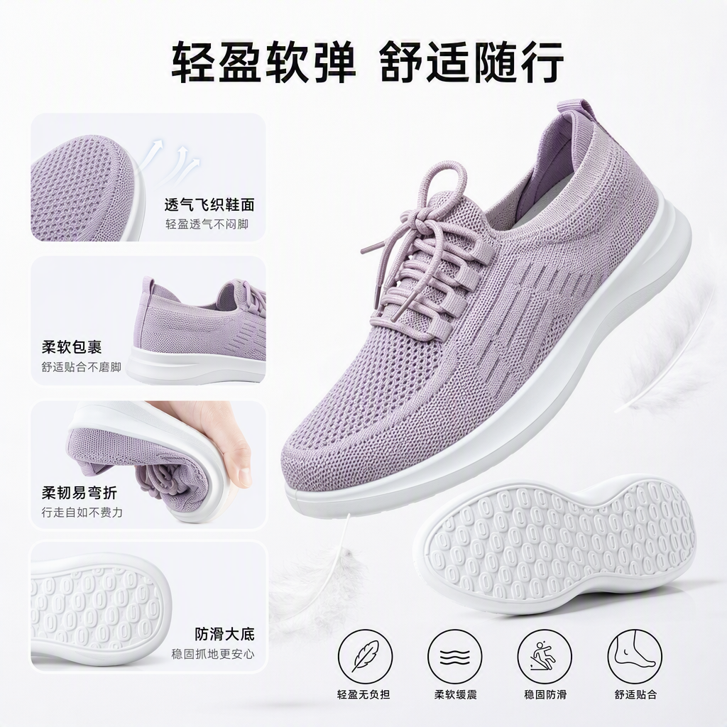 舒适透气四双针织运动鞋轻便百搭跑步休闲女款运动鞋子