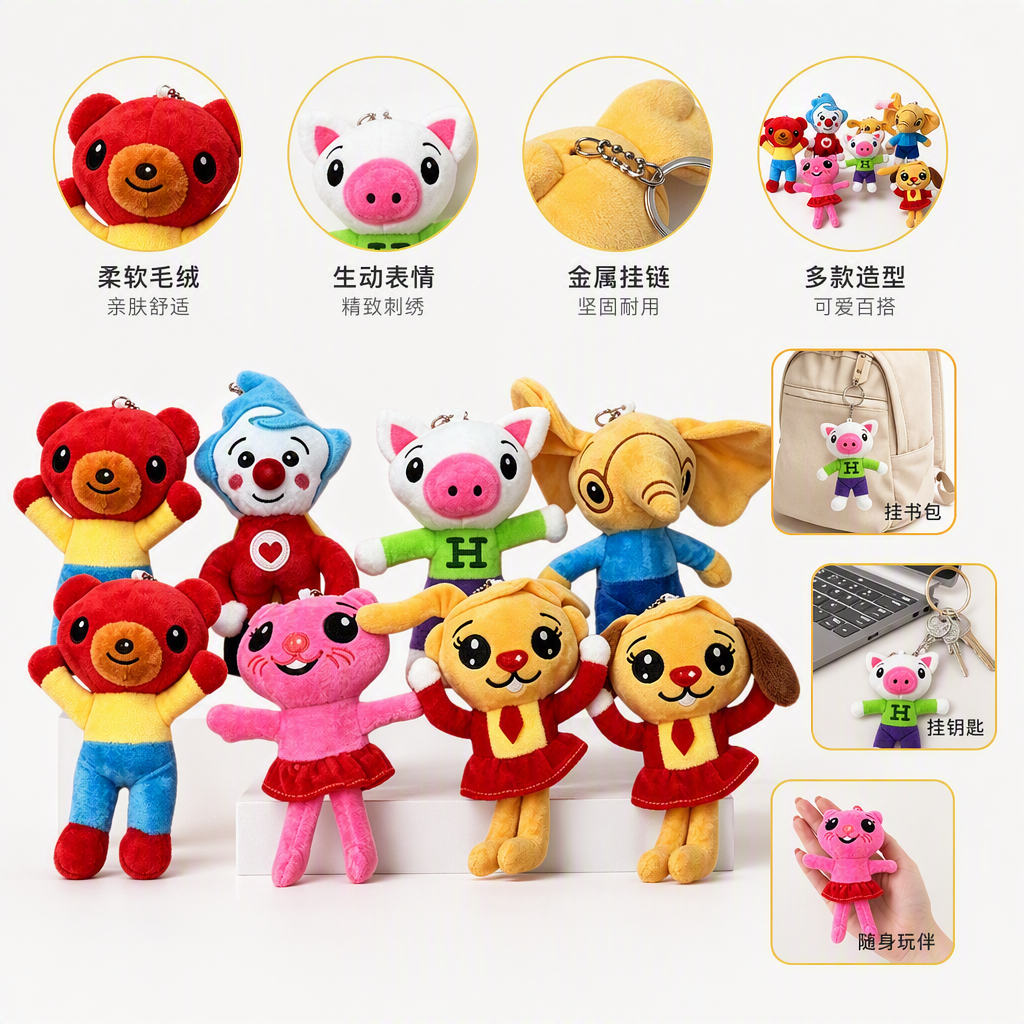 Cross-border bestsellers Plimplim clown plush toys, cartoon magicians, clown pig rabbit cat elephant figurines, colorful plush toys, cute figurines, pillow dolls, children's dolls, soft and adorable plush toys, gift items Specification image