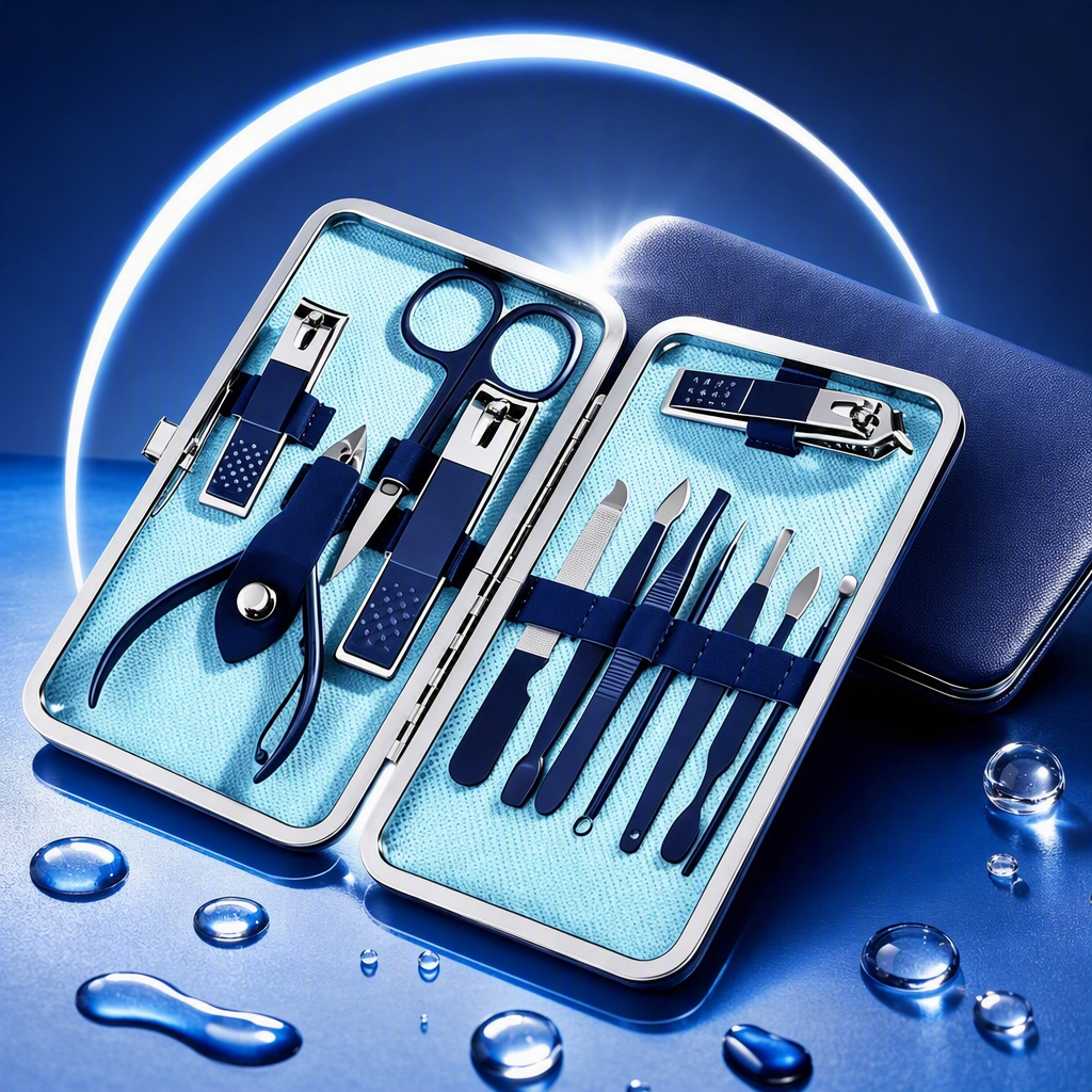 Herramientas de cuidado de uñas multipiece azul blanco fondo degradado manicura pinzas limas pinzas accesorios de belleza uñas Specification image