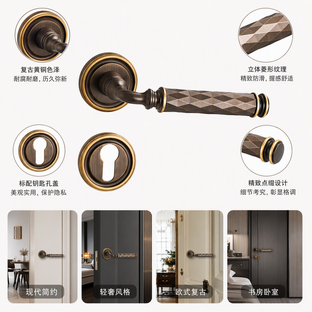 Bronceado lingel tirador de puerta cerradura orificio cubierta antióxido durable hogar accesorios hardware decorativo