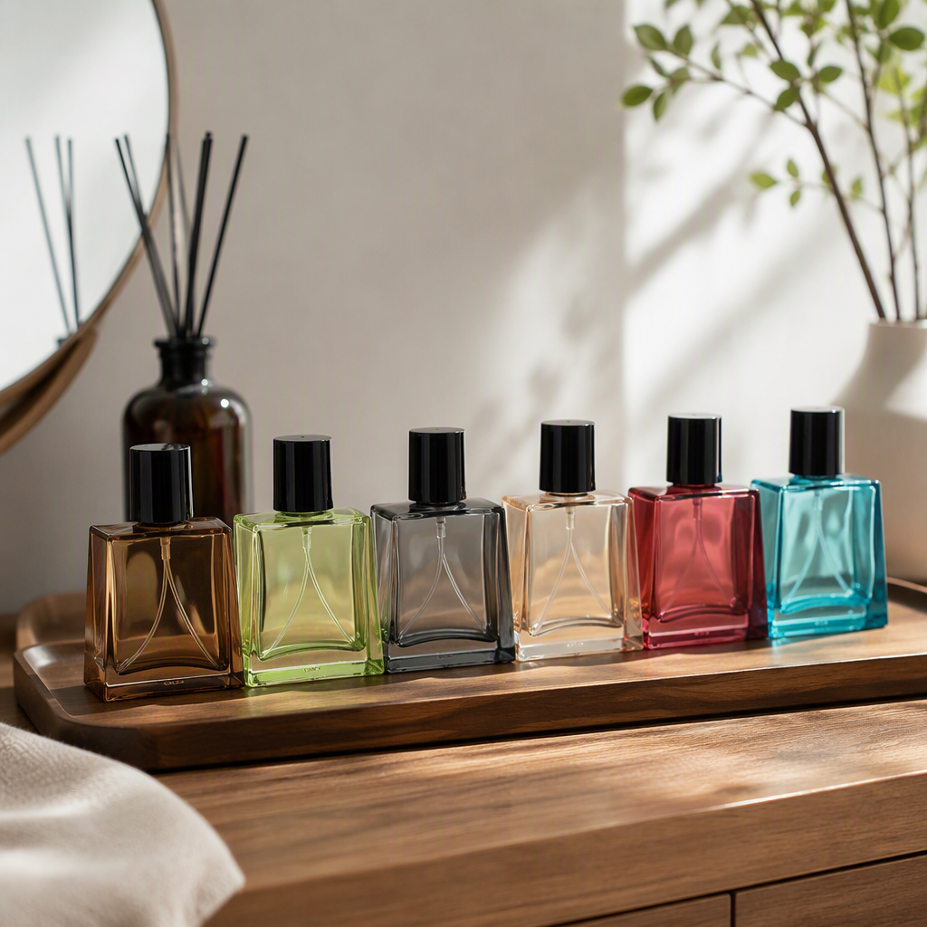 Nueva botella de perfume trapezoidal con tornillo de color 30ml details Picture