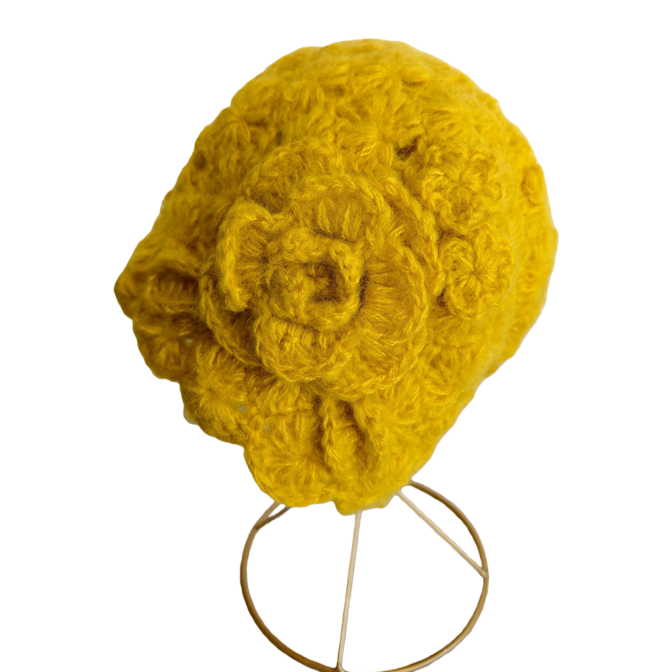 Fashionable and warm knitted hat for autumn and winter Korean style, versatile women's woolen hat, yellow crochet knitted hat, trendy new style Item Picture
