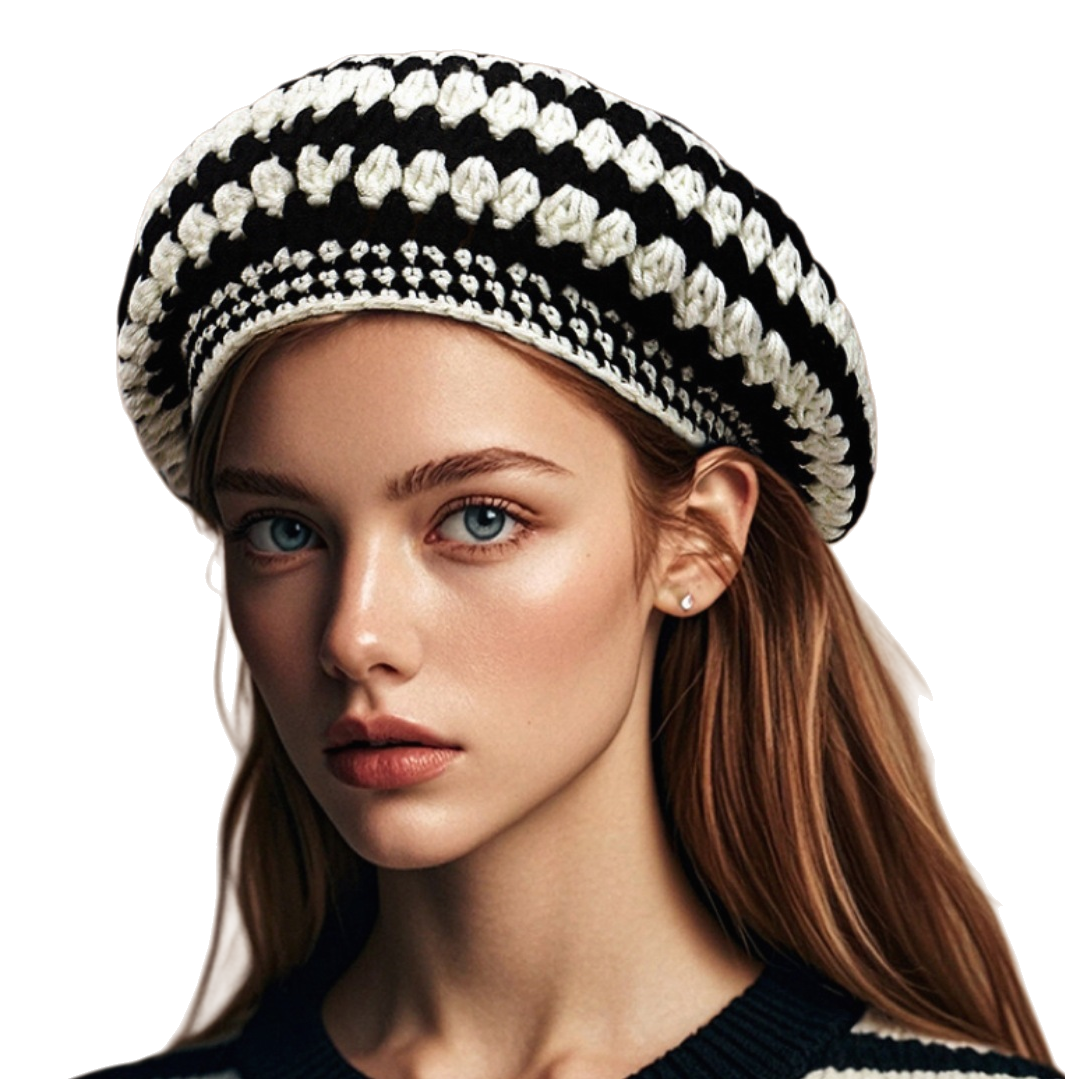A fashionable and versatile crochet beret for women, a simple and versatile Korean hat for autumn and winter, a trendy and versatile style Item Picture