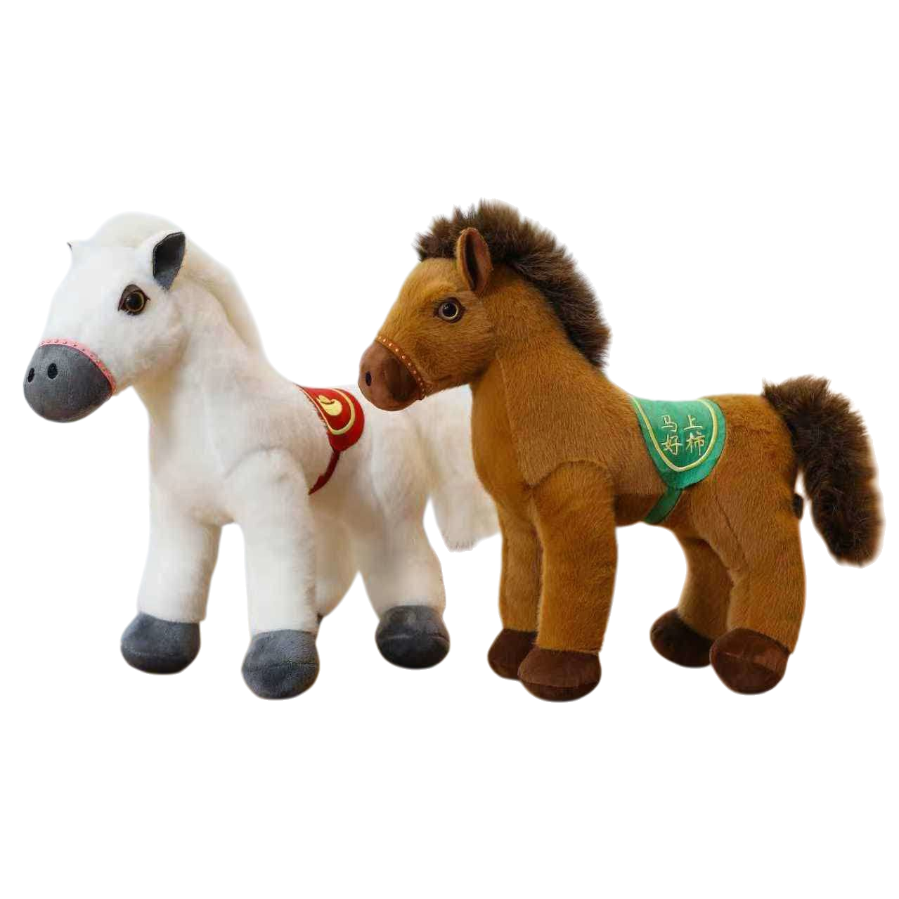 White and brown plush horse dolls, cute figurines, children's toys, throw pillows, plush toys, gifts Item Picture