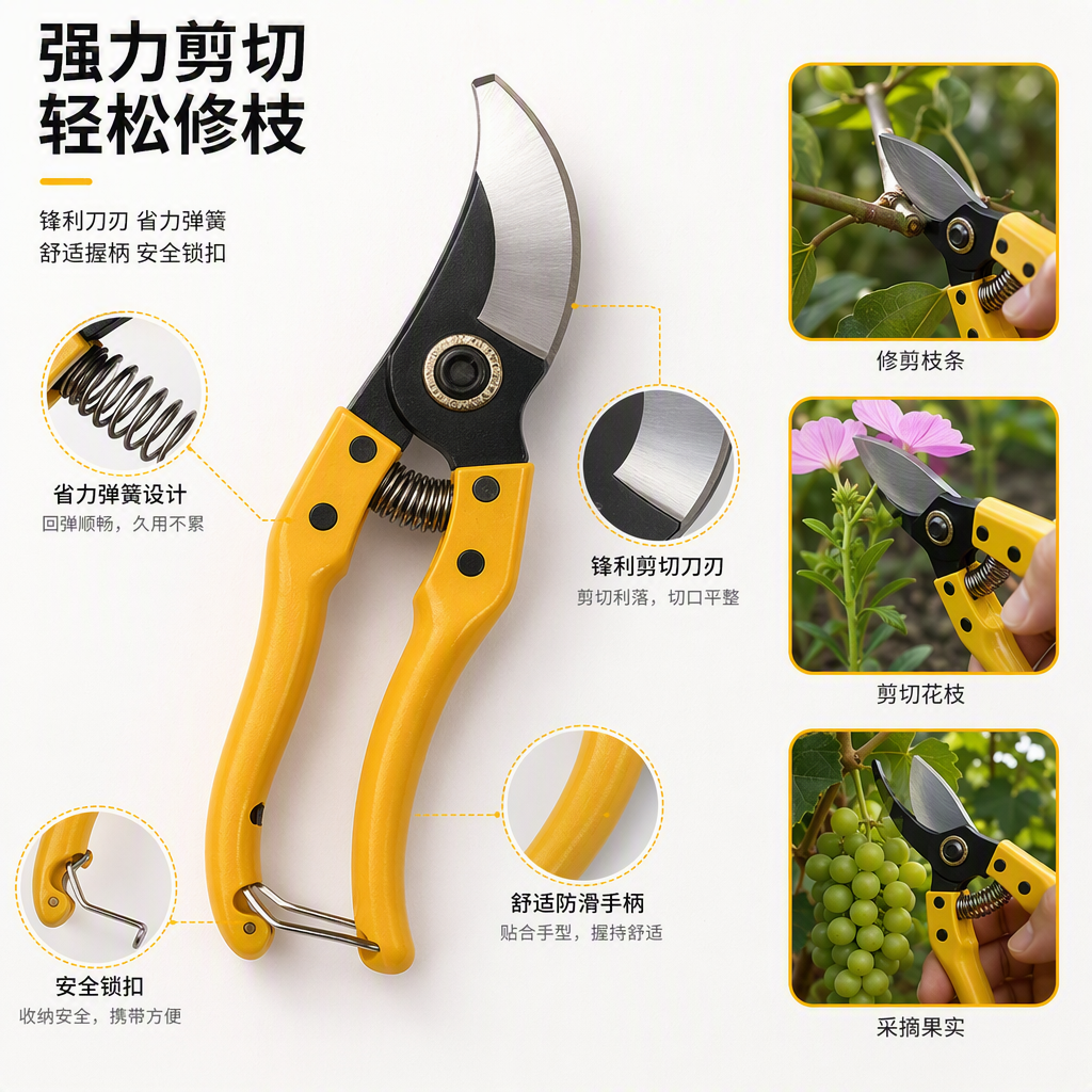 Multi-functional pruning shears, household hardware tools, sharp scissors, garden trimmer, green plant trimming scissors
