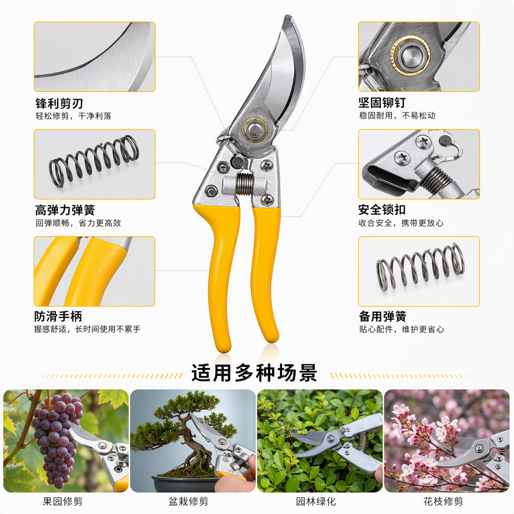 Multi-functional pruning shears, household hardware tools, sharp scissors, garden trimmer, green plant trimming, lightweight and durable Item Picture