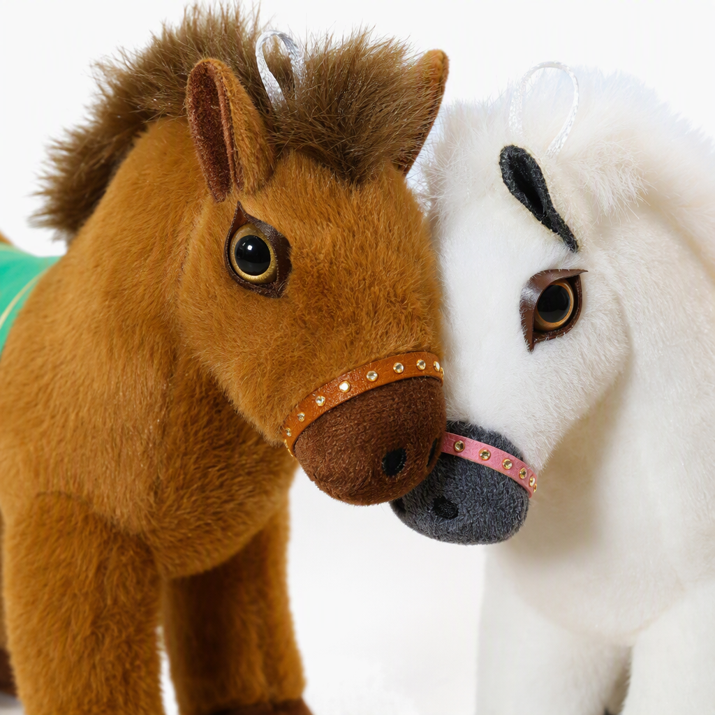 Brown and white pony plush hanging doll, cute pillow, children's toy Application Scenario